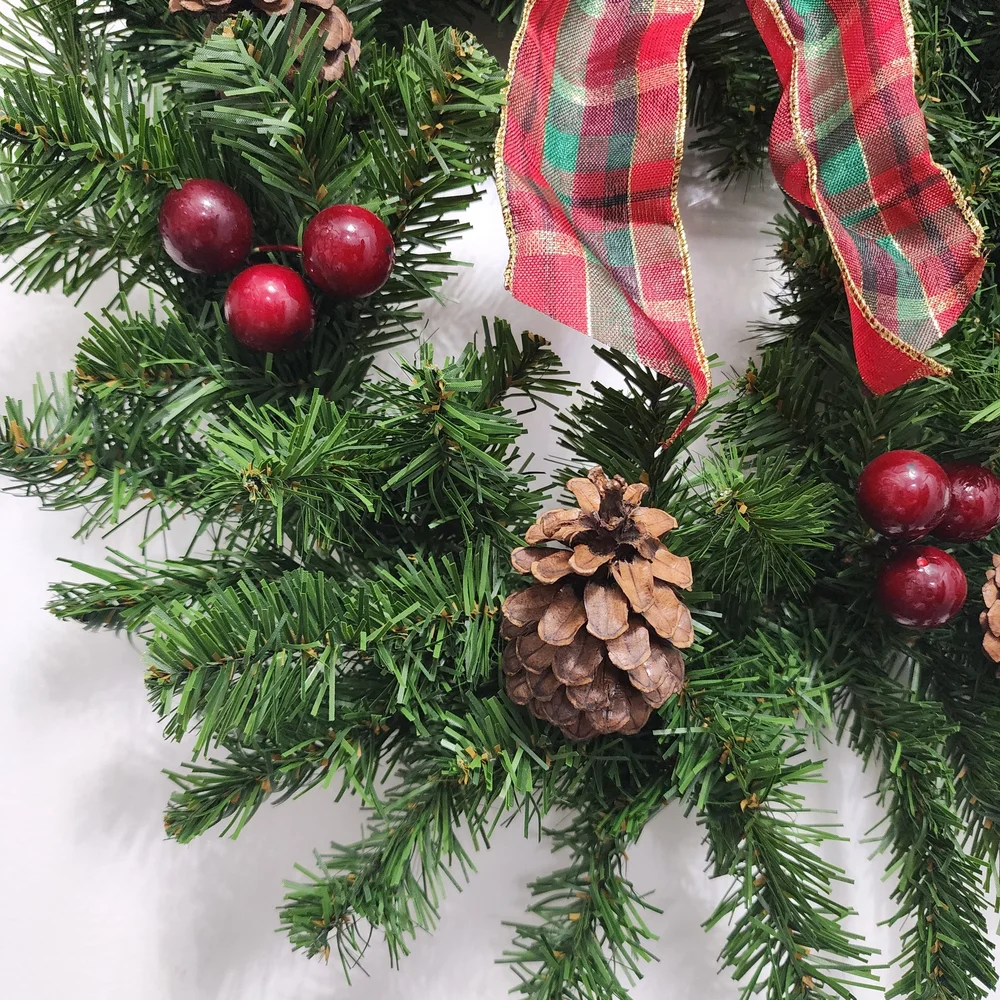 Kurt Adler 20 Inch Holiday Wreath with Pinecones, Berries And Bow